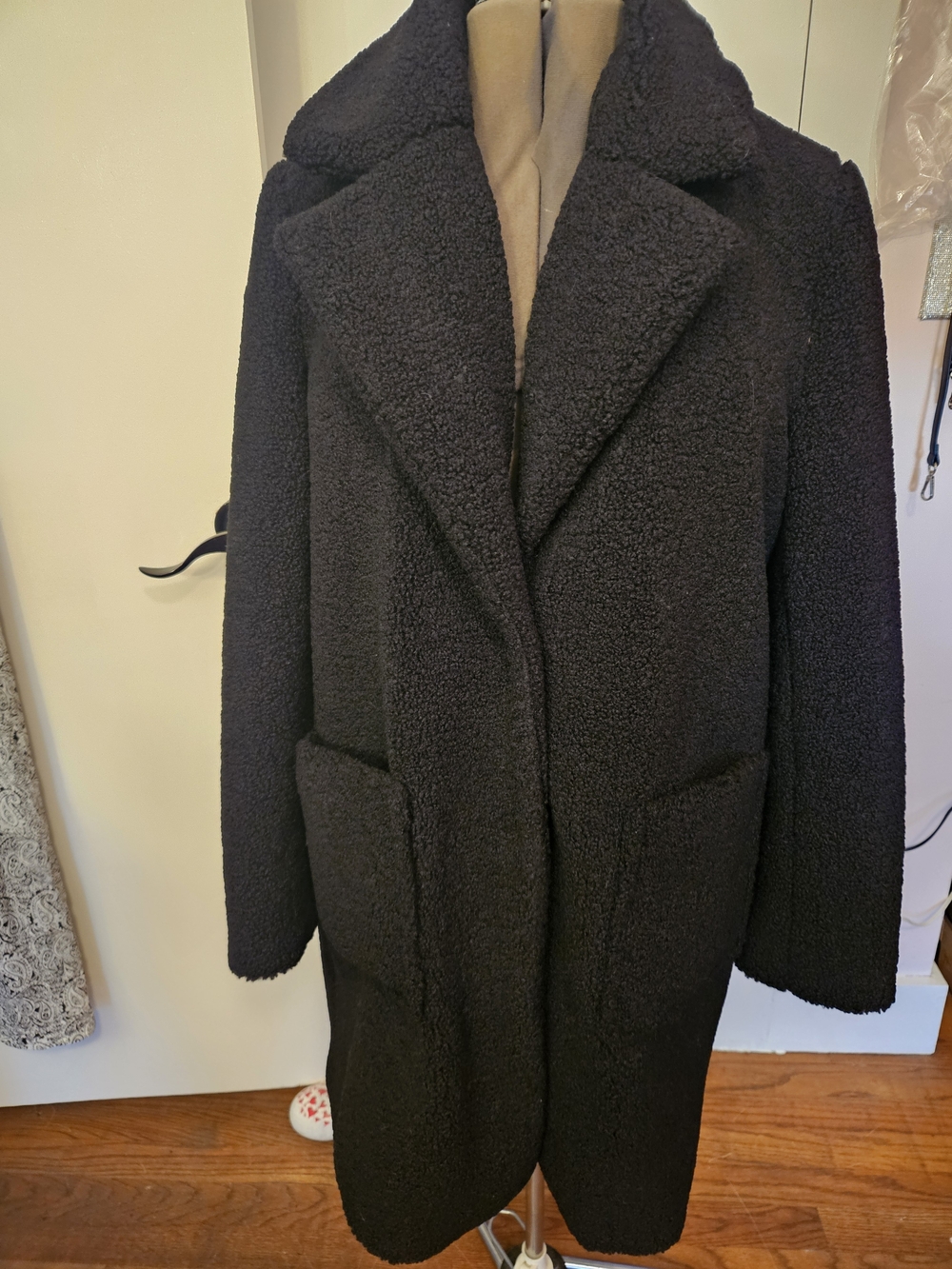 French Connection Black Teddy Coat